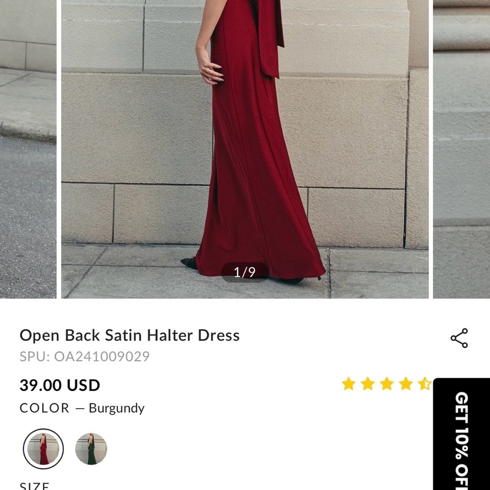 Commense Burgundy Small
Open Back Satin Halter Dress NWT$39 - Picture 8 of 8